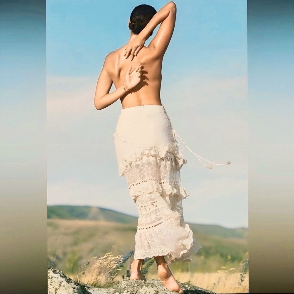 Spell and the Gypsy Collective Le Gauze Tiered Lace Maxi Skirt